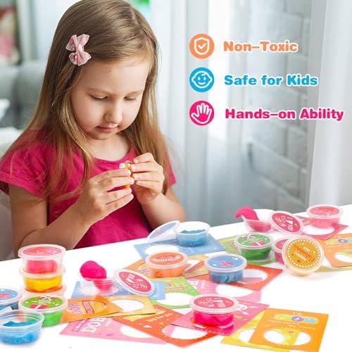 32 Pack Valentine Cards with Play Dough for Kids