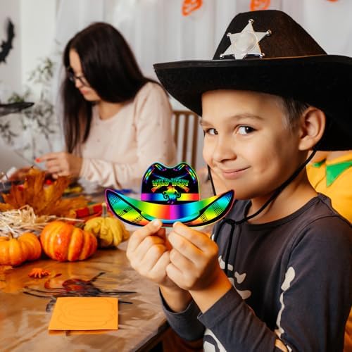 Hungdao 80 Pcs Western Cowboy Scratch Cards Kit for Kids