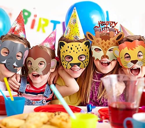 Blulu 16 Pcs Safari Animal Masks for Kids