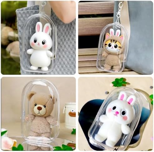 Clear Figure Display Bag with Keychain for Dolls