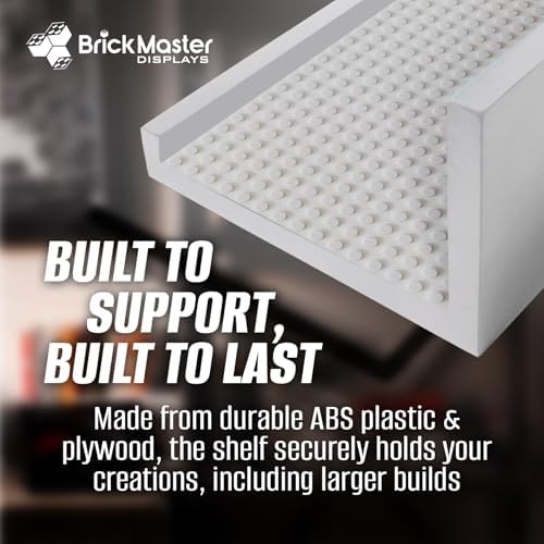16in Floating Shelves for Building Block Display - White 2-Pack
