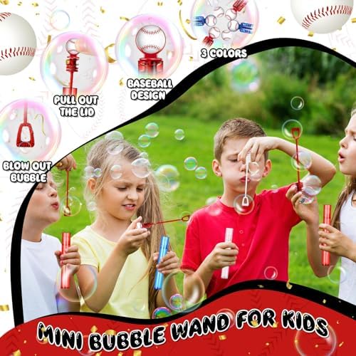 24 Pcs Baseball Themed Bubble Wands for Kids Party Supplies