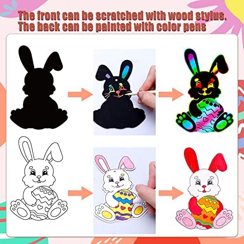 Max Fun Rainbow Scratch Easter Crafts Kit - 96 Count