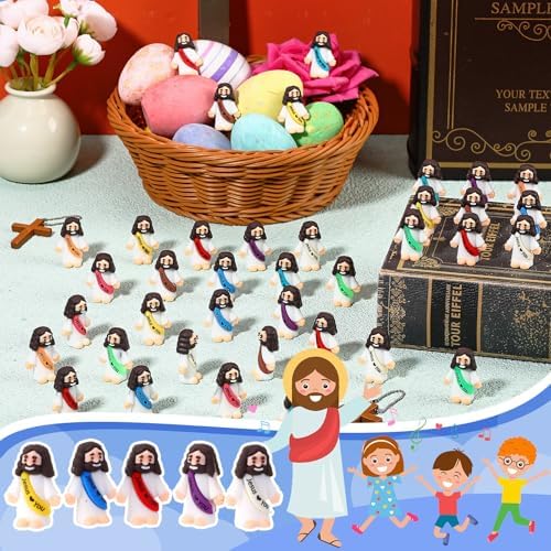 Bememo 100 Pcs Little Jesus Figures Rubber Toy Set