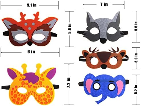 30 Felt Animal Masks for Kids Jungle Party