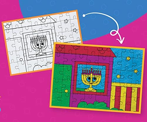 Chanukah Puzzle Art Kit with 5 Crayons and Puzzle Board