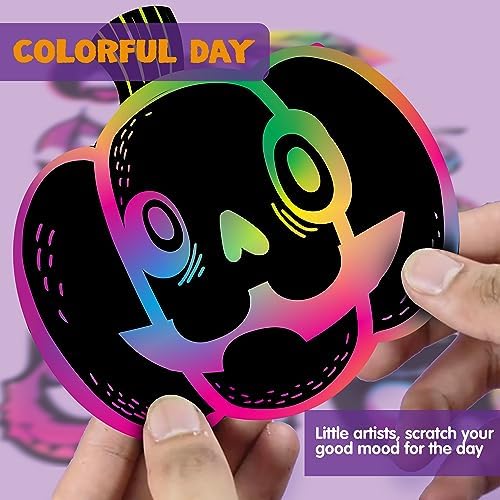 JOYIN Halloween Rainbow Scratch Art Craft Kit 72 Pieces
