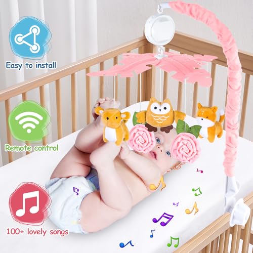 Baby Crib Mobile with Music Lights and Remote Control