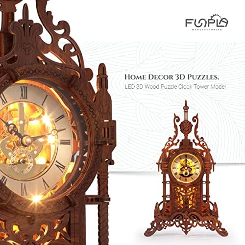 LED 3D Wood Puzzle Clock Tower DIY Decor Kit