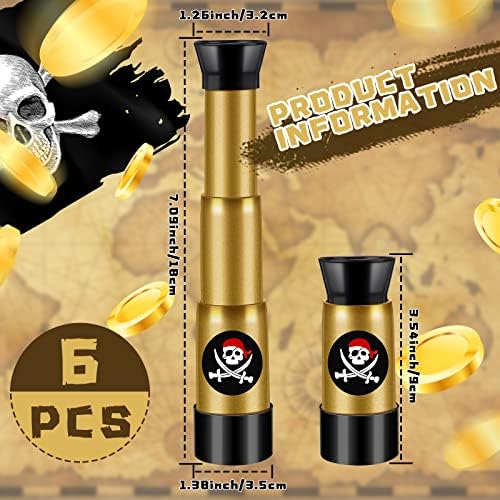 6 Pcs Adjustable Pirate Telescopes for Kids