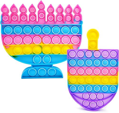 The Dreidel Company Hanukkah Poppit - Pop Fidget Toy Dreidel and Menorah Set