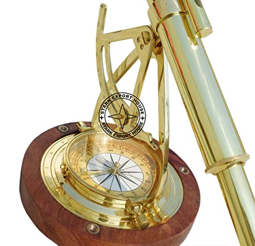 Handmade Brass Alidate Chrome Telescope with Compass Decor