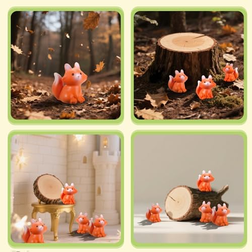 54Pcs Mini Resin Fox Figurines Set Decor Accents