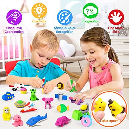 70 Pack 3D Animal Erasers for Kids Classroom Rewards