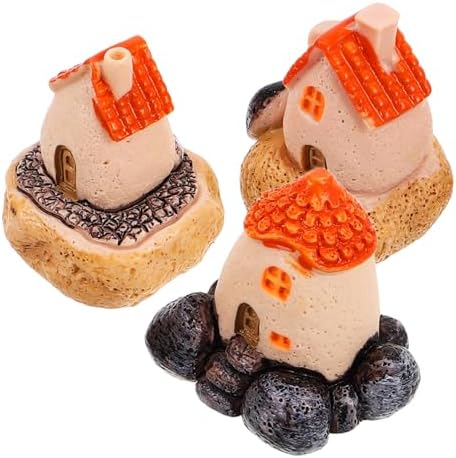 Happyyami 3pcs Resin Miniature Village House Figurines