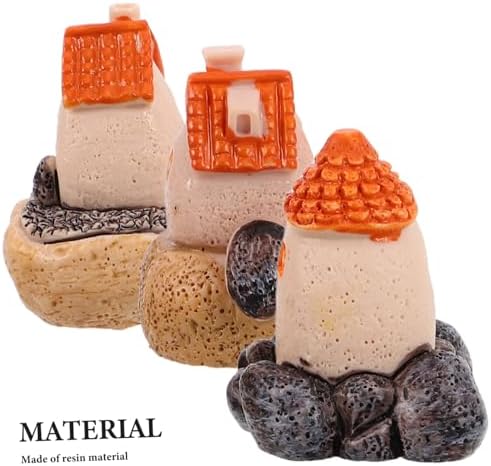 Happyyami 3pcs Resin Miniature Village House Figurines
