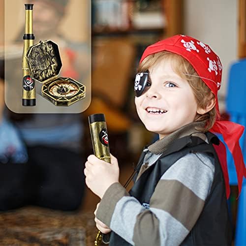 Gejoy 2 Pcs Pirate Telescope and Compass Toy