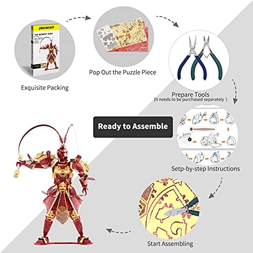 Piececool 3D Metal Puzzle Wukong Figure Kit 166 Pcs