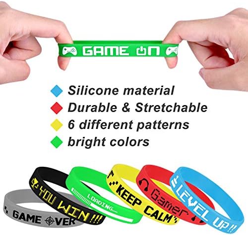 TUPARKA 18 Pcs Video Game Wristbands Rubber Bracelets