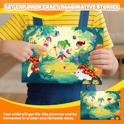 PARTYWIND Foil and Pom Poms Art Kit for Kids 4-12