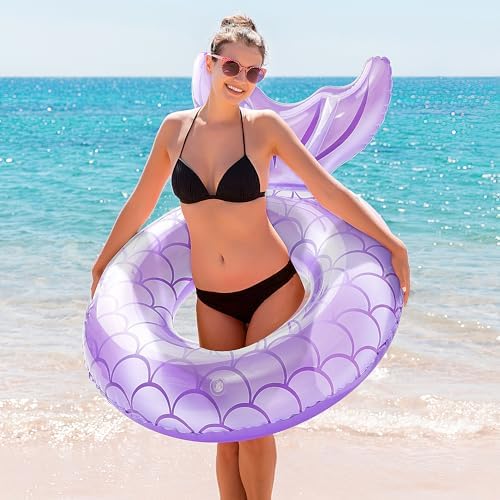 MoKo Inflatable Swimming Ring Bright Fish Tail Shape for Kids and Adults