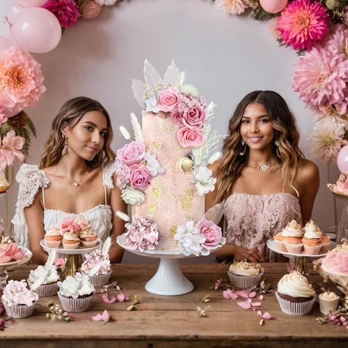 33 PCS Boho Cake Topper Decorations Pink