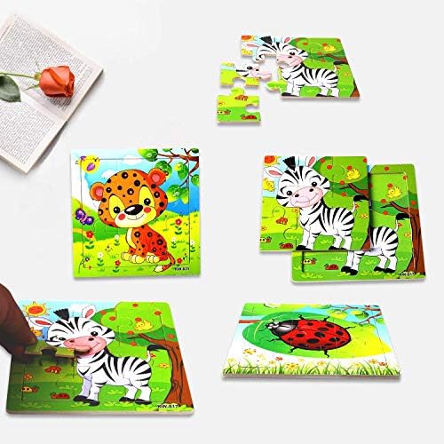 SANNIX 12 Pack Wooden Animal Jigsaw Puzzles for Kids
