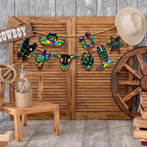 Hungdao 80 Pcs Western Cowboy Scratch Cards Kit for Kids