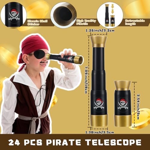 Libima Pirate Eye Patches and Telescopes Set for Kids