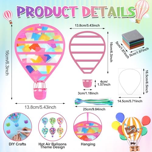 24 Sets Hot Air Balloons Tissue Paper Craft Kit DIY Supplies