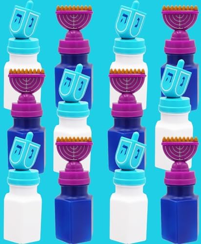 The Dreidel Company Hanukkah Neon Bubble Maker Pack of 12