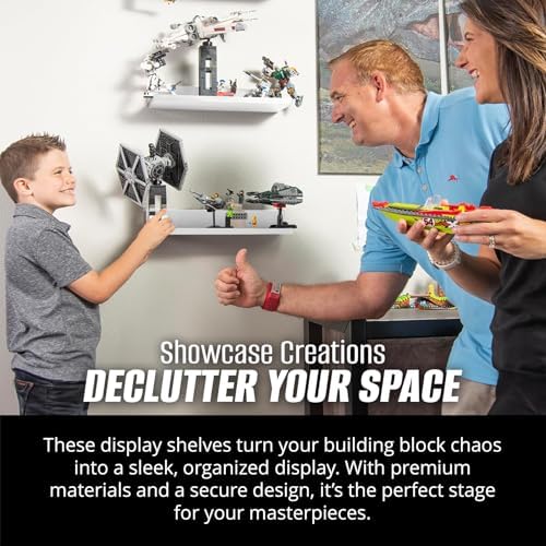 16in Floating Shelves for Building Block Display - White 2-Pack