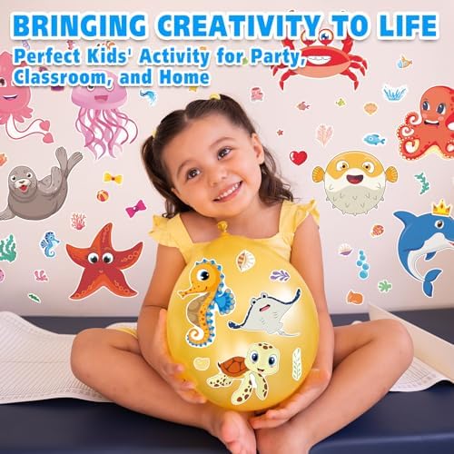 Aowplc 42 Pcs Ocean Animals Make-a-Face Sticker Sheets for Kids