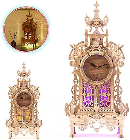 3D Wood Puzzle LED Tower Clock DIY