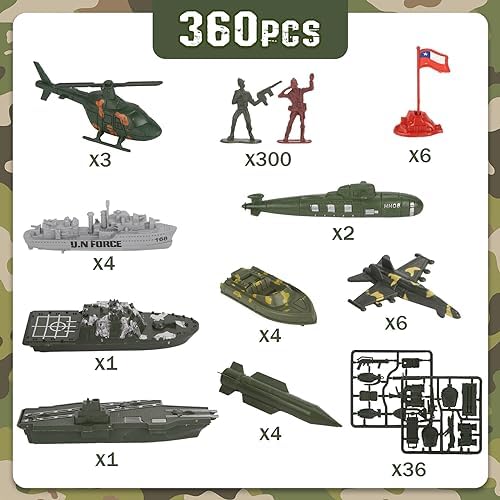 3 Otters 360PCS Army Men Military Set