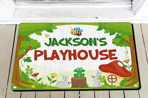 VOTANTA Custom Name Playhouse Doormat for Kids