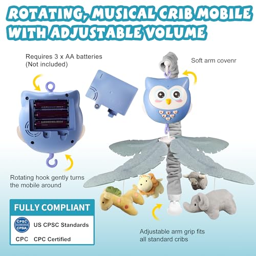 Sumwe Baby Crib Mobile with Music and Lights Blue