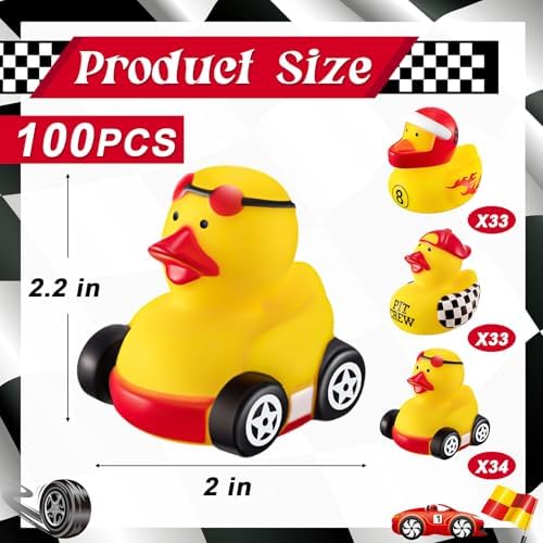 Shappy 50 Piece Race Car Driver Rubber Ducks for Kids