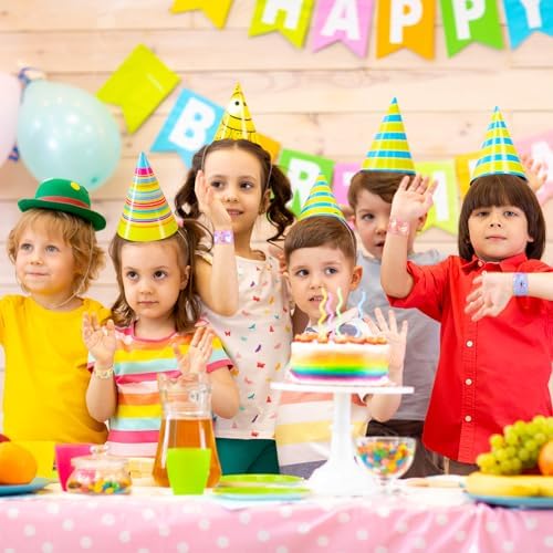 Junkin 48 Pcs Tea Party Themed Slap Bracelets for Kids Parties