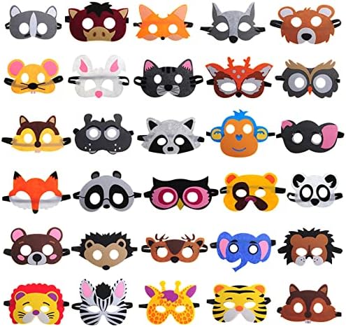 30 Felt Animal Masks for Kids Jungle Party