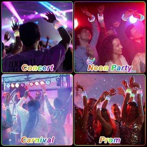 48 Pack LED Glow Bracelets with 3 Flashing Modes