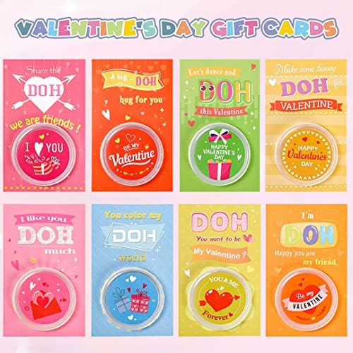 32 Pack Valentine Cards with Play Dough for Kids