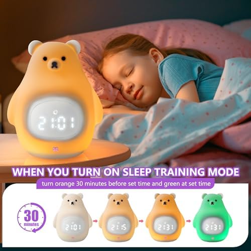 Smart Kids Alarm Clock Lamp with App Control and Green Night Light