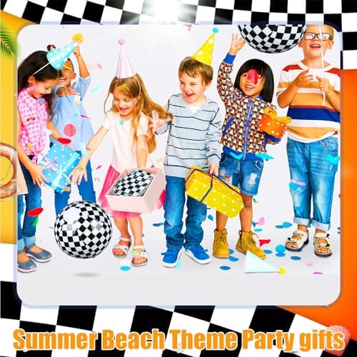12 Pack Black and White Checkered Flag Beach Balls for Kids
