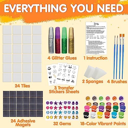 JOYIN 24 Magnetic Tile Art Kit for Kids