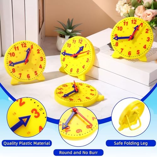 Batiyeer 24 Pcs Yellow Teaching Clock Kit for Kids