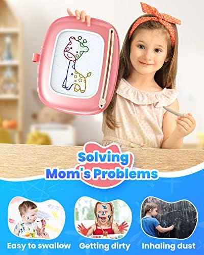 Seimome Magnetic Drawing Board for Toddler Girls 1-3 Years Pink