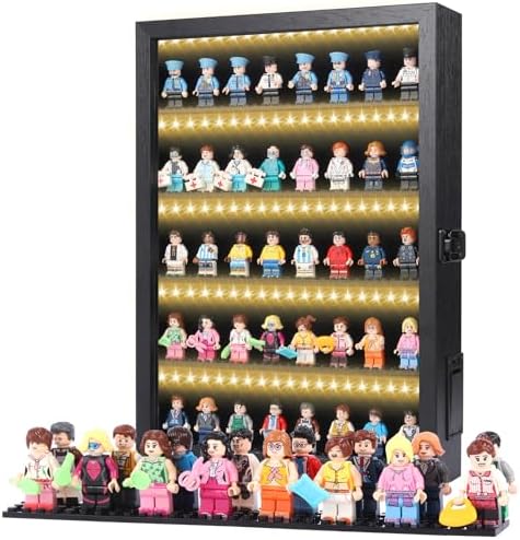 Minifigure Display Case with LED Lit Shelves