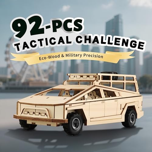 Cyber Truck 3D Wooden Puzzle Kit - 92 Pieces