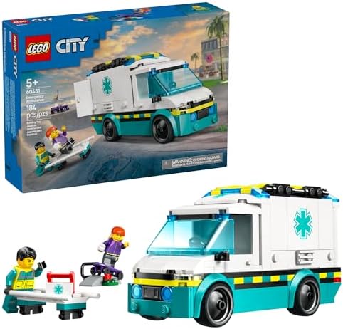 LEGO City Emergency Ambulance Building Set 60451 for Kids Ages 5